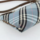 BURBERRY Nova Check Blue Label Bag Canvas 2way Light Blue Silver Auth 182163-18