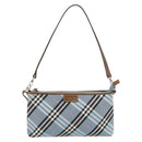 BURBERRY Nova Check Blue Label Bag Canvas 2way Light Blue Silver Auth 182163-13