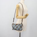 BURBERRY Nova Check Blue Label Bag Canvas 2way Light Blue Silver Auth 182163-25