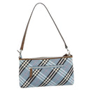 BURBERRY Nova Check Blue Label Bag Canvas 2way Light Blue Silver Auth 182163-2