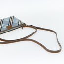 BURBERRY Nova Check Blue Label Bag Canvas 2way Light Blue Silver Auth 182163-8