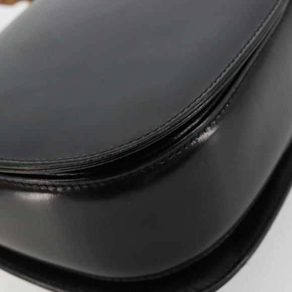 GUCCI Bamboe Handtas Leer Zwart Goud 000 2046 0188 Auth 182167V