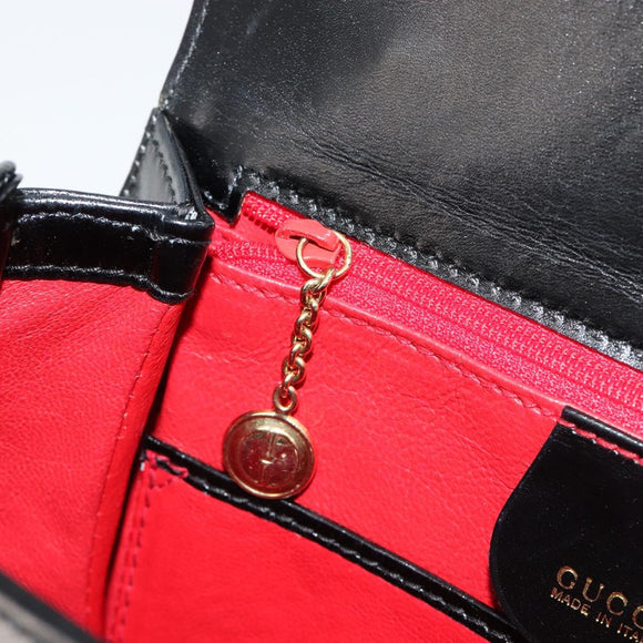 GUCCI Bamboe Handtas Leer Zwart Goud 000 2046 0188 Auth 182167V