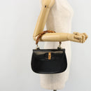 GUCCI Bamboe Handtas Leer Zwart Goud 000 2046 0188 Auth 182167V-29