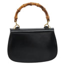 GUCCI Bamboe Handtas Leer Zwart Goud 000 2046 0188 Auth 182167V-2