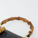 GUCCI Bamboe Handtas Leer Zwart Goud 000 2046 0188 Auth 182167V-14