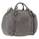 Miu Miu Hand Bag Leather 2way Gray Gold Auth 182170A-1