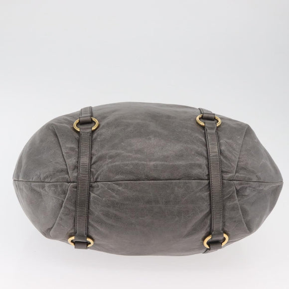 Miu Miu Hand Bag Leather 2way Gray Gold Auth 182170A