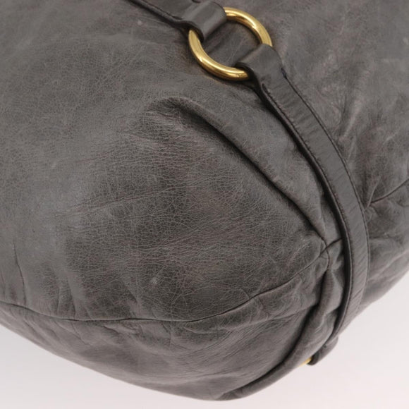 Miu Miu Hand Bag Leather 2way Gray Gold Auth 182170A