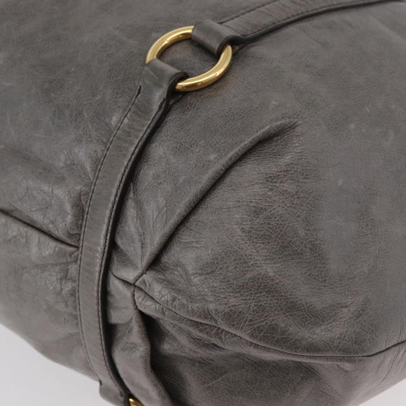 Miu Miu Hand Bag Leather 2way Gray Gold Auth 182170A
