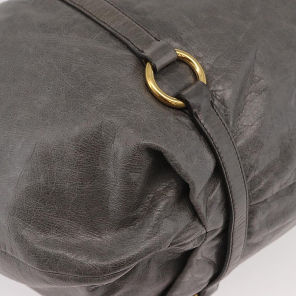 Miu Miu Hand Bag Leather 2way Gray Gold Auth 182170A