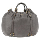 Miu Miu Hand Bag Leather 2way Gray Gold Auth 182170A-13