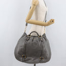 Miu Miu Hand Bag Leather 2way Gray Gold Auth 182170A-24