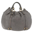 Miu Miu Hand Bag Leather 2way Gray Gold Auth 182170A-2