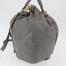 Miu Miu Hand Bag Leather 2way Gray Gold Auth 182170A-3