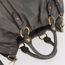 Miu Miu Hand Bag Leather 2way Gray Gold Auth 182170A-6