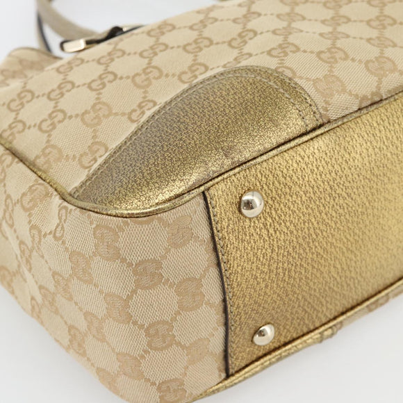 GUCCI GG Canvas Pretty Tote Bag Beige Goud 163805 Auth 182171A