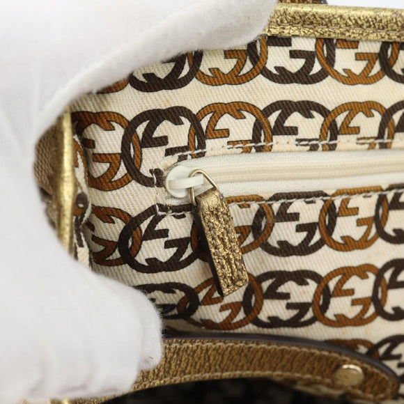 GUCCI GG Canvas Pretty Tote Bag Beige Goud 163805 Auth 182171A