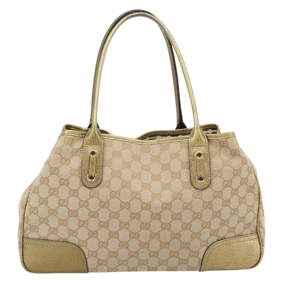 GUCCI GG Canvas Pretty Tote Bag Beige Goud 163805 Auth 182171A