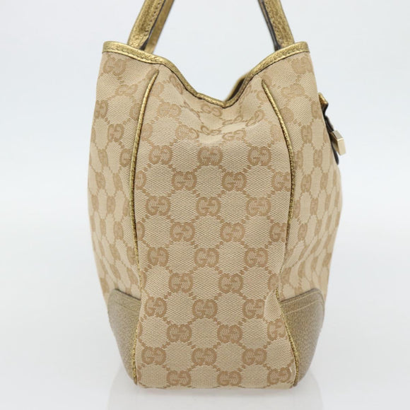 GUCCI GG Canvas Pretty Tote Bag Beige Goud 163805 Auth 182171A