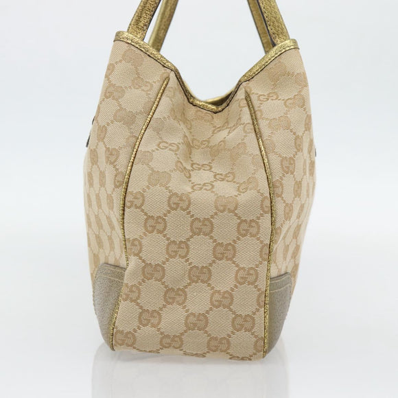 GUCCI GG Canvas Pretty Tote Bag Beige Goud 163805 Auth 182171A