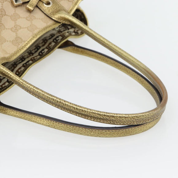 GUCCI GG Canvas Pretty Tote Bag Beige Goud 163805 Auth 182171A
