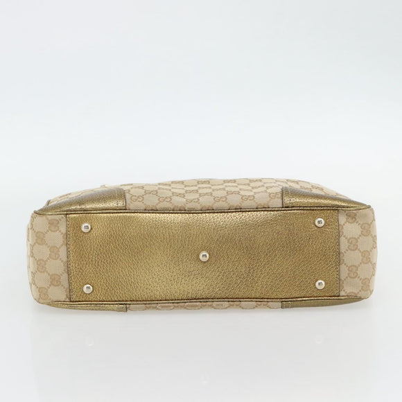 GUCCI GG Canvas Pretty Tote Bag Beige Goud 163805 Auth 182171A