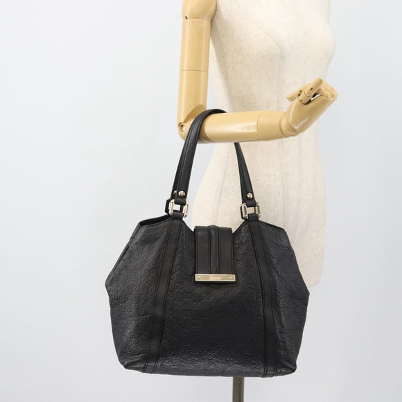 GUCCI GG Canvas Guccissima Tote Bag Leather Black Gold 233607 Auth 182177V