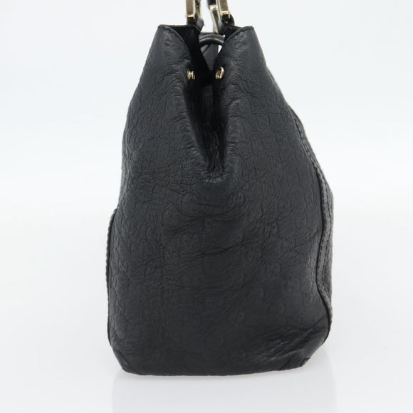 GUCCI GG Canvas Guccissima Tote Bag Leather Black Gold 233607 Auth 182177V