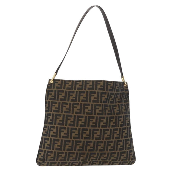 FENDI Zucca Canvas Umhängetasche Schwarz Braun Auth 182178V