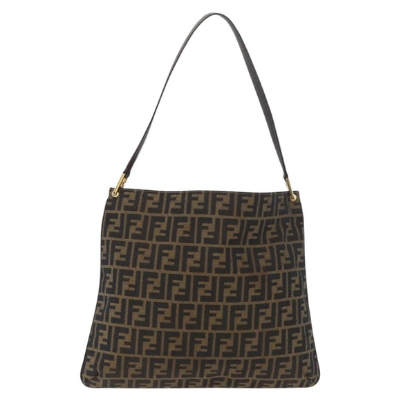 FENDI Zucca Canvas Umhängetasche Schwarz Braun Auth 182178V
