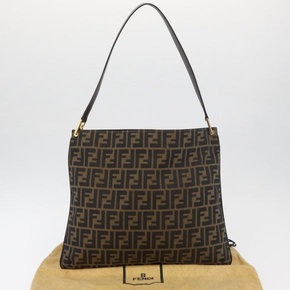 FENDI Zucca Canvas Umhängetasche Schwarz Braun Auth 182178V