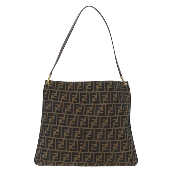 FENDI Zucca Canvas Umhängetasche Schwarz Braun Auth 182178V