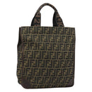 FENDI Zucca Canvas Handtasche Schwarz Braun Auth 182179A-1