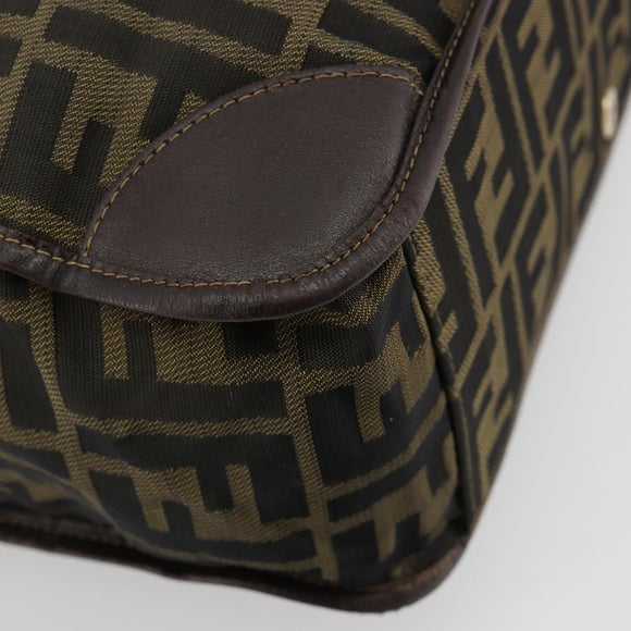 FENDI Zucca Canvas Handtasche Schwarz Braun Auth 182179A