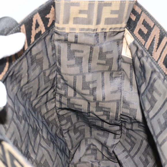 FENDI Zucca Canvas Handtasche Schwarz Braun Auth 182179A