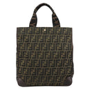 FENDI Zucca Canvas Handtasche Schwarz Braun Auth 182179A-2