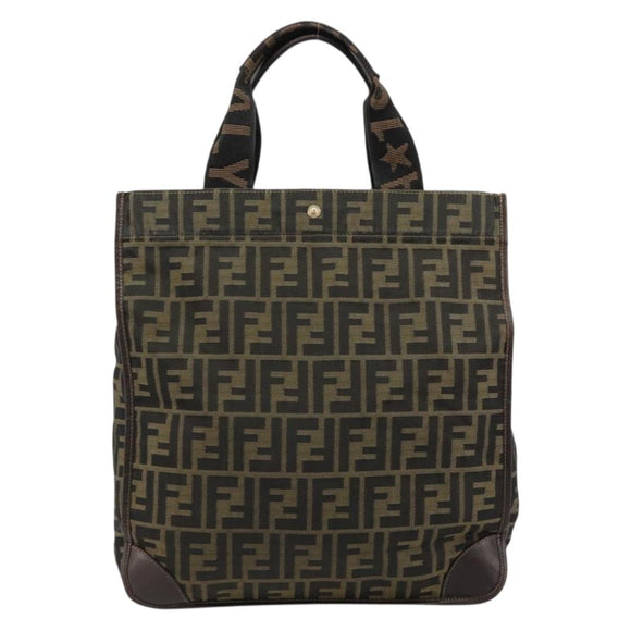 FENDI Zucca Canvas Handtasche Schwarz Braun Auth 182179A