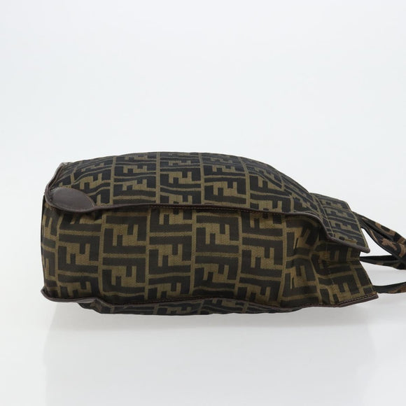 FENDI Zucca Canvas Handtasche Schwarz Braun Auth 182179A