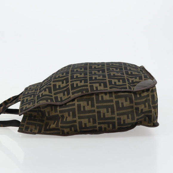 FENDI Zucca Canvas Handtasche Schwarz Braun Auth 182179A