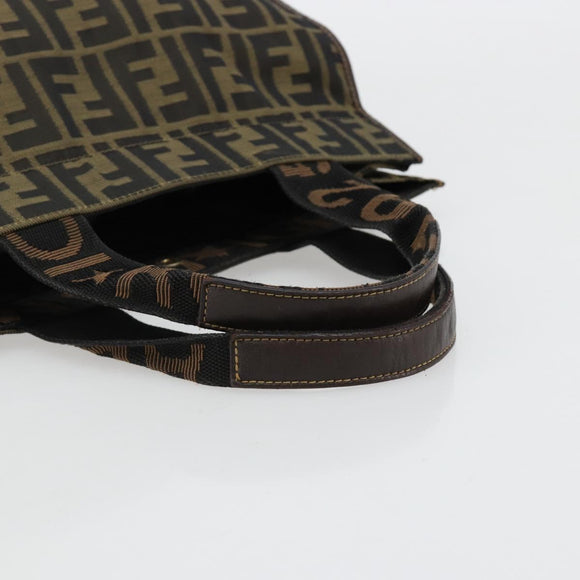 FENDI Zucca Canvas Handtasche Schwarz Braun Auth 182179A