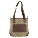 GUCCI GG Canvas Tote Bag Beige Silver 019 0402 Auth 182184-2