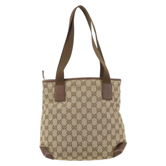 GUCCI GG Canvas Tote Bag Beige Silver 019 0402 Auth 182184