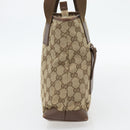 GUCCI GG Canvas Tote Bag Beige Silver 019 0402 Auth 182184-4
