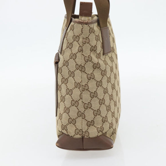 GUCCI GG Canvas Tote Bag Beige Silver 019 0402 Auth 182184
