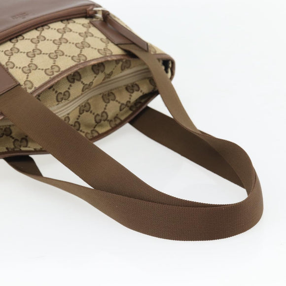 GUCCI GG Canvas Tote Bag Beige Silver 019 0402 Auth 182184
