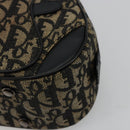 Christian Dior Trotter Canvas Double Saddle Hand Bag Black Silver Auth 182186-10