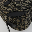 Christian Dior Trotter Canvas Double Saddle Hand Bag Black Silver Auth 182186-11