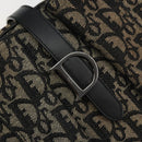 Christian Dior Trotter Canvas Double Saddle Hand Bag Black Silver Auth 182186-14