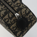 Christian Dior Trotter Canvas Double Saddle Hand Bag Black Silver Auth 182186-15